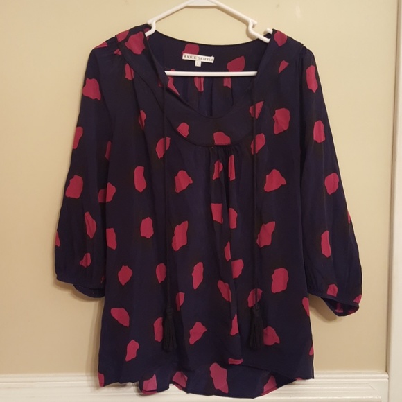 Annie Griffin Tops - Annie Griffin navy and magenta blouse